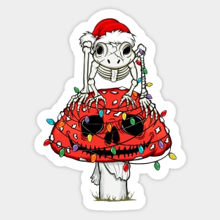 Holiday Cottagecore Skeleton Frog Skull Mushroom Goblincore Christmas Sticker